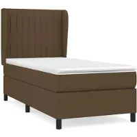 Syfax Cama box spring con colchón tela marrón oscuro 90x190 cm