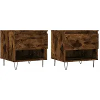 Syfax Mesas centro 2 uds madera ingeniería roble ahumado 50x46x50 cm