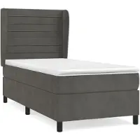 Syfax Cama box spring con colchón terciopelo gris oscuro 90x190 cm