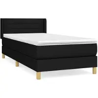 Syfax Cama box spring con colchón tela negro 100x200 cm