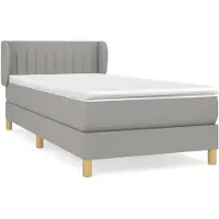 Syfax Cama box spring con colchón tela gris claro 90x190 cm