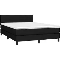 Syfax Cama box spring con colchón tela negro 140x200 cm