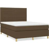 Syfax Cama box spring con colchón tela marrón oscuro 140x200 cm
