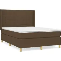 Syfax Cama box spring con colchón tela marrón oscuro 140x200 cm