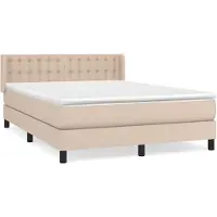 Syfax Cama box spring con colchón cuero sintético capuchino 140x200cm