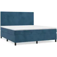 Syfax Cama box spring con colchón terciopelo azul oscuro 160x200 cm