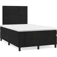 Syfax Cama box spring con colchón terciopelo negro 120x200 cm