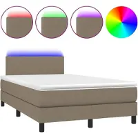 Syfax Cama box spring con colchón LED tela gris taupe 120x200 cm