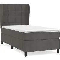 Syfax Cama box spring con colchón terciopelo gris oscuro 80x200 cm