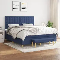 Prolenta Maison Exclusive: Base de cama con somier y colchón, color azul, 160x200 cm, material textil