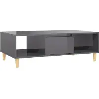 Syfax Mesa de centro madera contrachapada gris brillo 103,5x60x35 cm