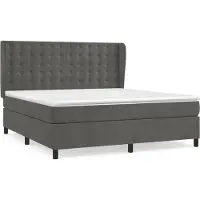 Syfax Cama box spring con colchón terciopelo gris oscuro 180x200 cm