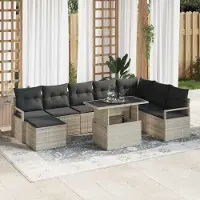 Prolenta Maison Exclusive - Juego de sofá de jardín de 9 piezas, color gris claro, fabricado en ratán sintético