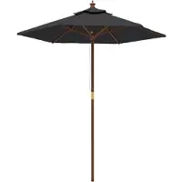 Syfax Sombrilla de jardín con poste de madera negro 196x231 cm