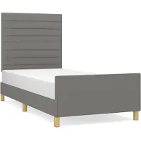 Syfax Estructura de cama sin colchón tela gris oscuro 90x190 cm