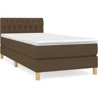 Syfax Cama box spring con colchón tela marrón oscuro 90x200 cm