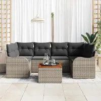 Prolenta Maison Exclusive - Juego de sofá de jardín de 7 piezas, color gris, fabricado en ratán sintético