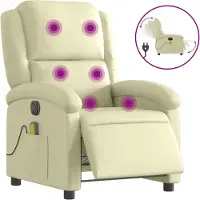 Sonstiges Sillón reclinable de masaje eléctrico cuero auténtico crema