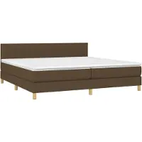 Syfax Cama box spring con colchón tela marrón oscuro 200x200 cm
