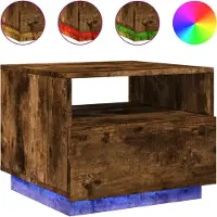 Syfax Mesa de centro con luces LED roble ahumado 50x49x40 cm
