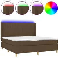 vidaXL Cama con somier y colchón , color marrón oscuro, 160x200 cm, tapizada en tela