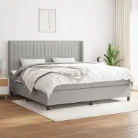 Prolenta Maison Exclusive: Base de cama con somier y colchón, color gris claro, 200 x 200 cm, tejido