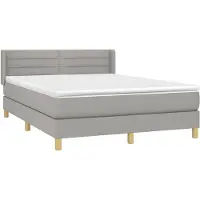Syfax Cama box spring con colchón tela gris claro 140x200 cm
