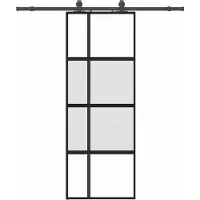 Syfax Puerta corredera con herrajes negro 76x205 cm vidrio templado