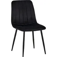 CLP Silla de comedor Dijon, tapizada, con costuras decorativas y protectores para el suelo. Color: negro. Material: terciopelo
