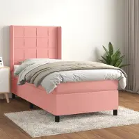 Prolenta Maison Exclusive - Base de cama con somier y colchón, color rosa, 80 x 200 cm, tapizada en terciopelo