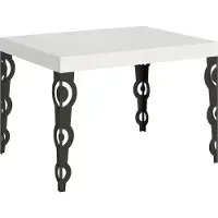 Itamoby Mesa extensible de 70x110/194 cm, estructura de Karamay, madera de fresno en blanco, con detalles en gris antracita
