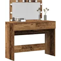 Syfax Mesa Tocador con luces de espejo Madera vieja 100 x 40 x 120 cm