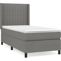 Syfax Cama box spring con colchón tela gris oscuro 90x200 cm