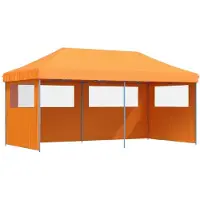 Syfax Tienda de fiesta plegable Pop-Up 3 paredes laterales naranja