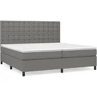 Syfax Cama box spring con colchón tela gris oscuro 200x200 cm