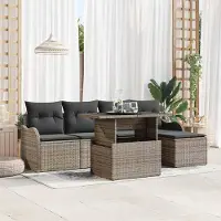 Prolenta Maison Exclusive - Juego de sofá de jardín de 6 piezas, color gris [Material sintético]: ratán sintético