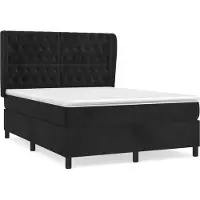 Syfax Cama box spring con colchón terciopelo negro 140x200 cm