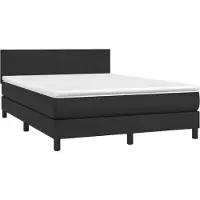 Syfax Cama box spring con colchón cuero sintético negro 140x190 cm