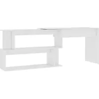 Syfax Escritorio de esquina madera contrachapada blanco 200x50x76 cm
