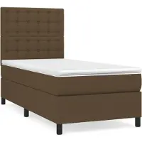 Syfax Cama box spring con colchón tela marrón oscuro 90x190 cm