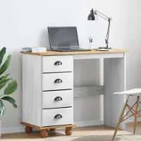 Prolenta Maison Exclusive - Escritorio ASKIM, blanco, 95 x 40 x 75 cm, fabricado en madera maciza de pino