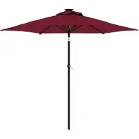 Syfax Sombrilla jardín con luz LED poste acero burdeos 225x225x212 cm