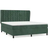 Syfax Base de cama con somier, color verde oscuro, 180x200 cm, tapizada en terciopelo