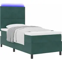 Syfax Cama con somier y colchón LED, color verde oscuro, 100 x 200 cm, tapizada en tela