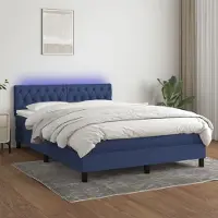 Prolenta Maison Exclusive: Base de cama con somier, colchón y luces LED, color azul, 140x200 cm, tapizada en tela