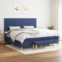 Prolenta Maison Exclusive: Base de cama con somier y colchón, color azul, 200x200 cm, material textil