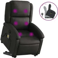 Sonstiges Sillón reclinable de masaje elevable cuero auténtico negro