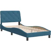 Syfax Estructura de cama sin colchón terciopelo azul 90x200 cm
