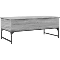 Syfax Mesa de centro madera ingeniería metal gris Sonoma 100x50x40 cm