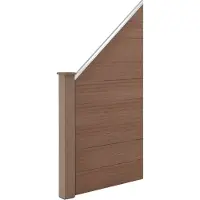 Neu.holz Valla para jardín de madera compuesta (WPC) modelo "Segovia", elemento inclinado de 180 x 96 cm, panel divisor de ambientes color marrón